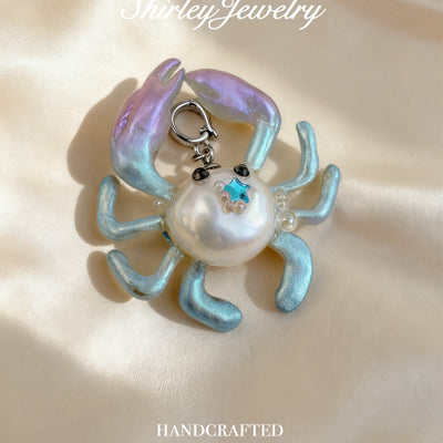 Crab pearl pendant Zodiac Cancer freshwater pearl necklace (with chain)