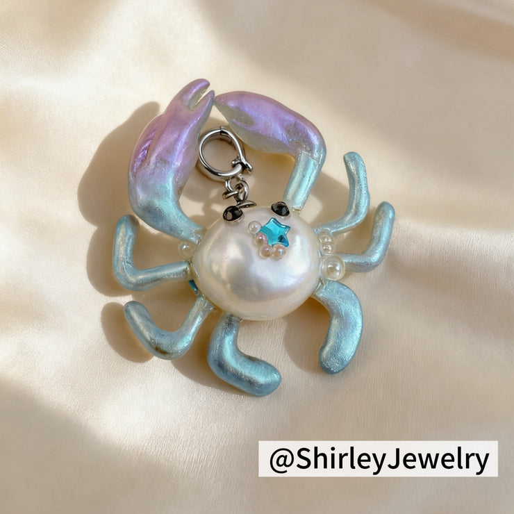 Crab pearl pendant Zodiac Cancer freshwater pearl necklace (with chain)